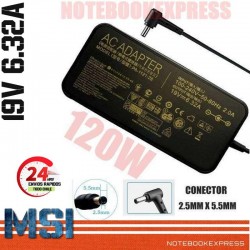 Cargador MSI-Asus 19V 6.32A 120W 2.5mm x 5.5mm